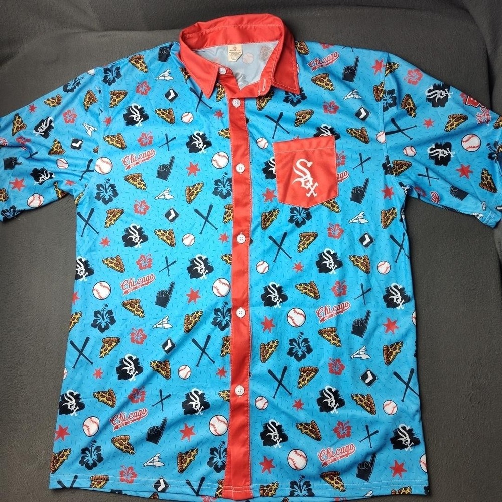 Chicago White Sox Shirt Mens XL Blue SGA Hawaiian Pizza Baseball MLB Floral Logo